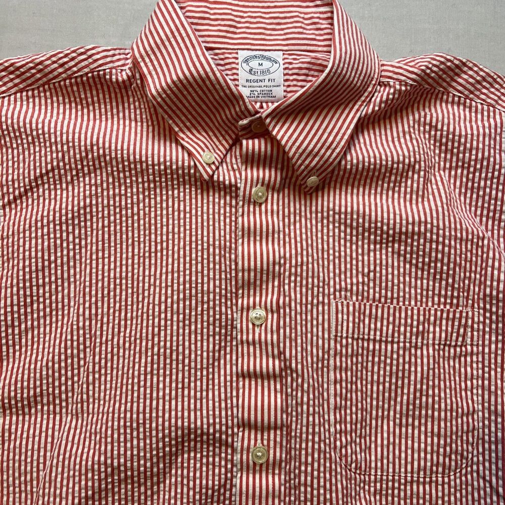 Brooks Brothers Regent Fit Button Down Medium Sear Sucker